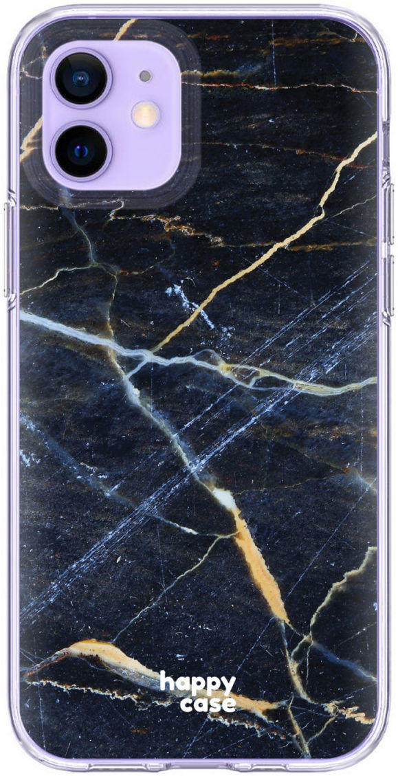 HappyCase Apple iPhone 12 Mini Hoesje Flexibel TPU Donker Marmer Print afbeelding 1