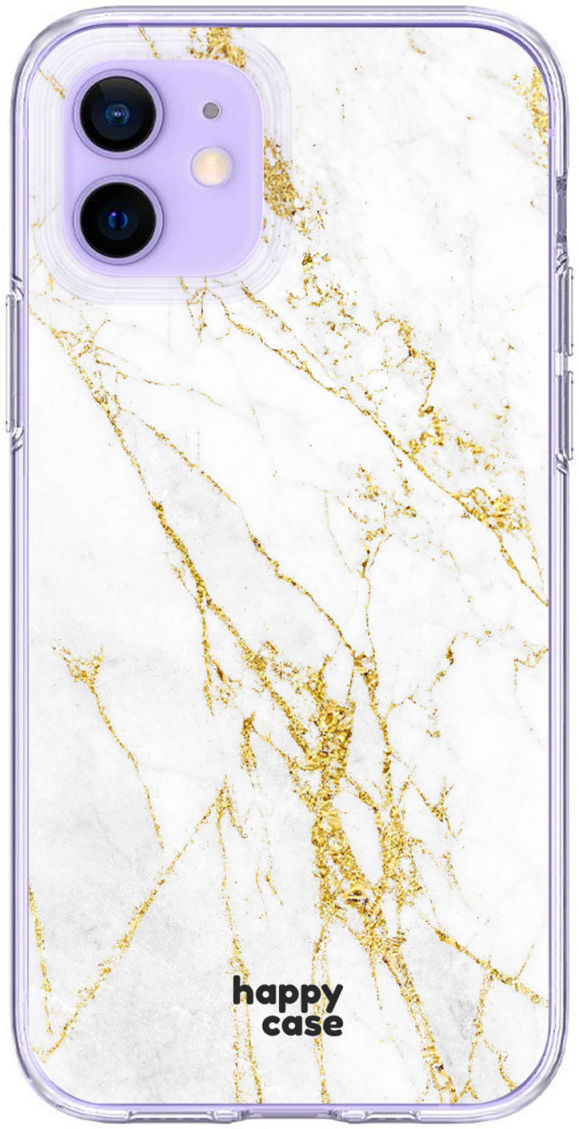 HappyCase Apple iPhone 12 Mini Hoesje Flexibel TPU Wit Marmer Print afbeelding 1