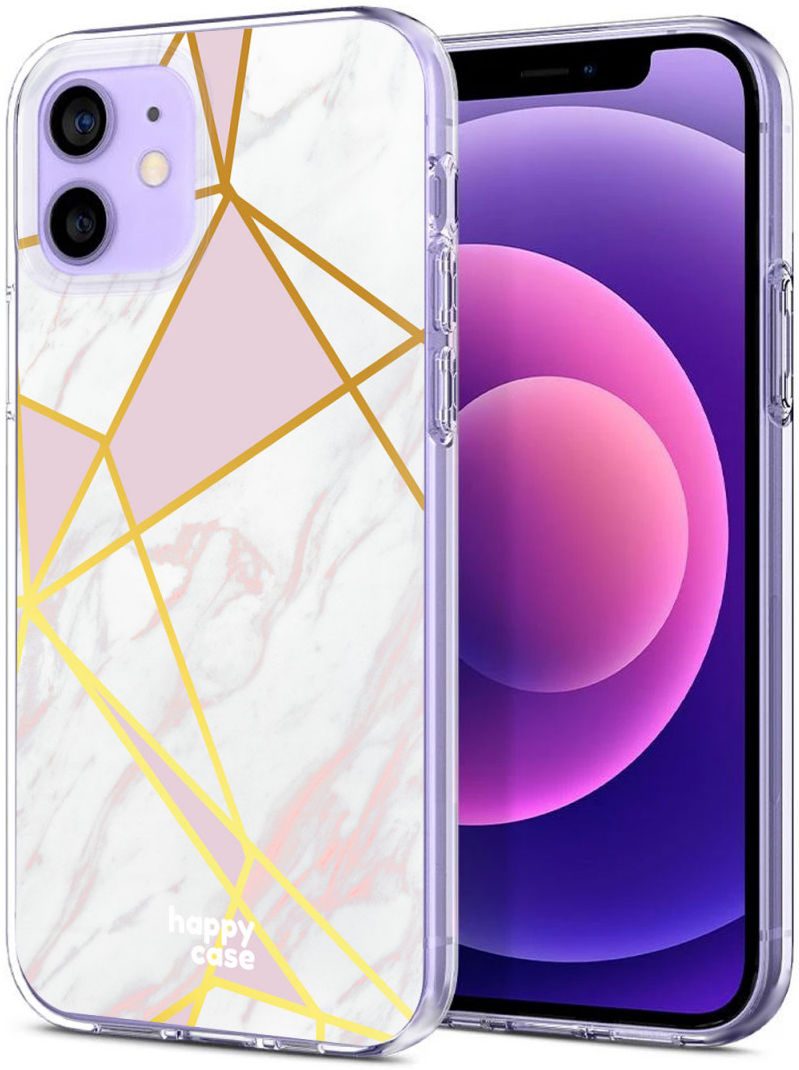HappyCase Apple iPhone 12 Mini Hoesje Flexibel TPU Roze Marmer Print afbeelding 2