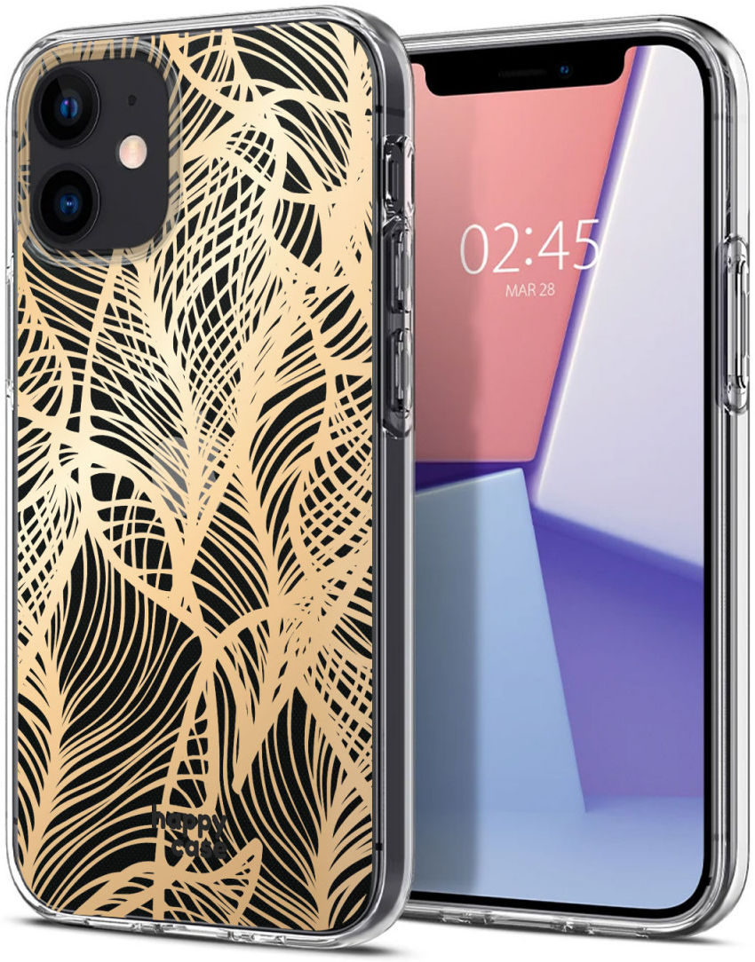 HappyCase Apple iPhone 12 Mini Hoesje Flexibel TPU Golden Leaves Print afbeelding 2