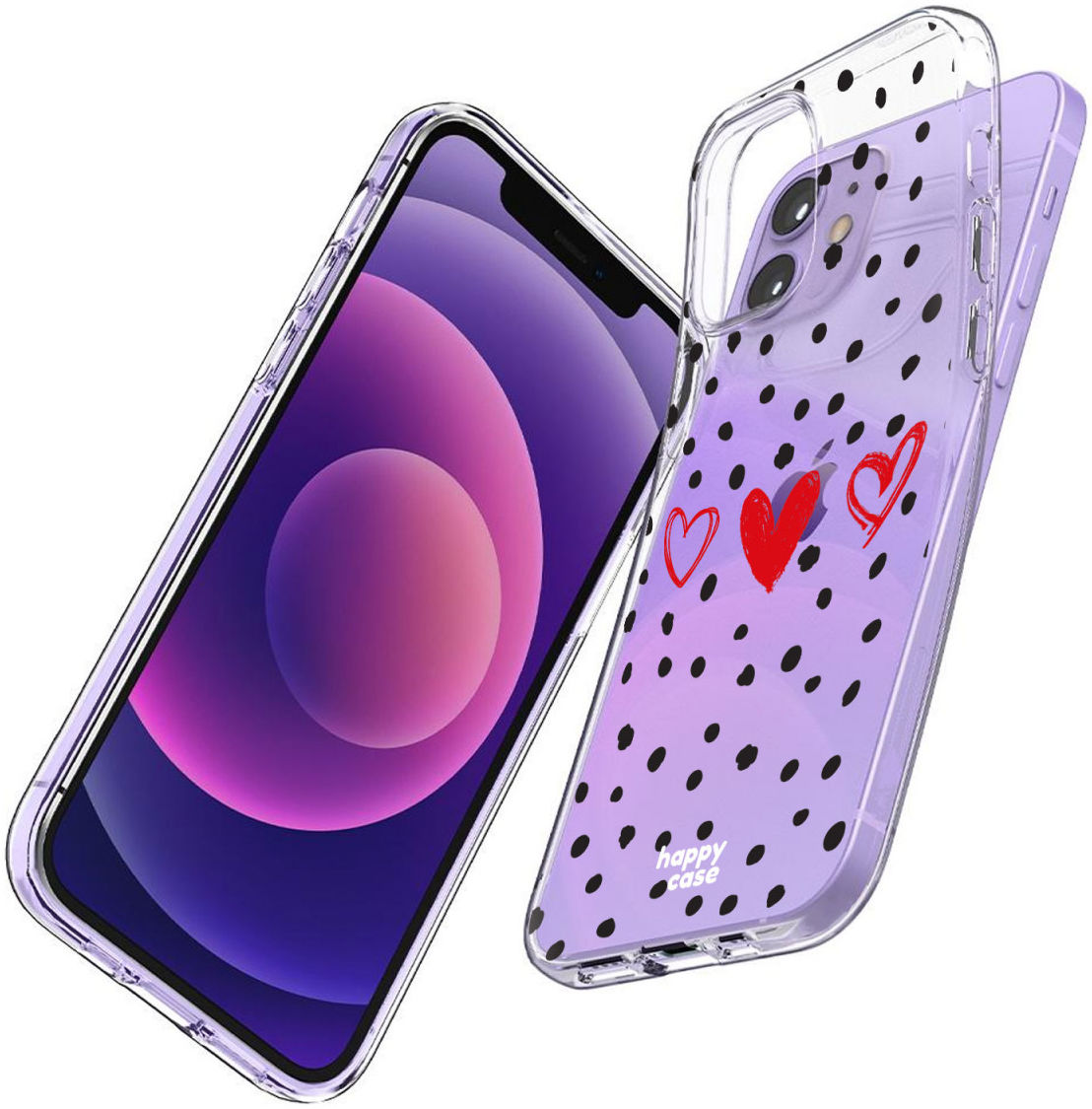 HappyCase Apple iPhone 12 Mini Hoesje Flexibel TPU Stip Hartjes Print afbeelding 4