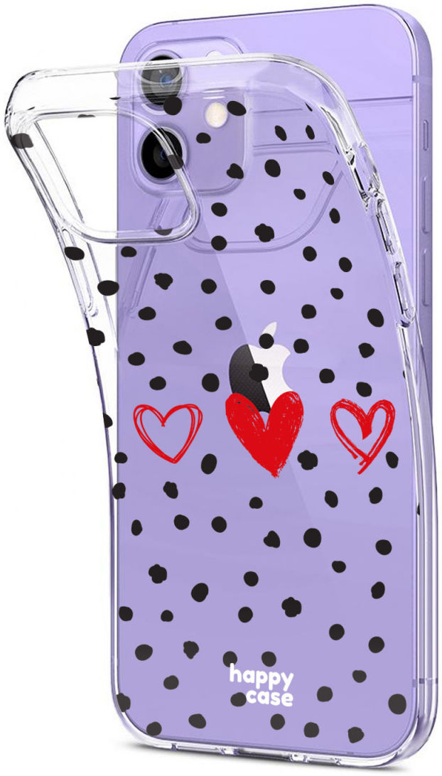 HappyCase Apple iPhone 12 Mini Hoesje Flexibel TPU Stip Hartjes Print afbeelding 5