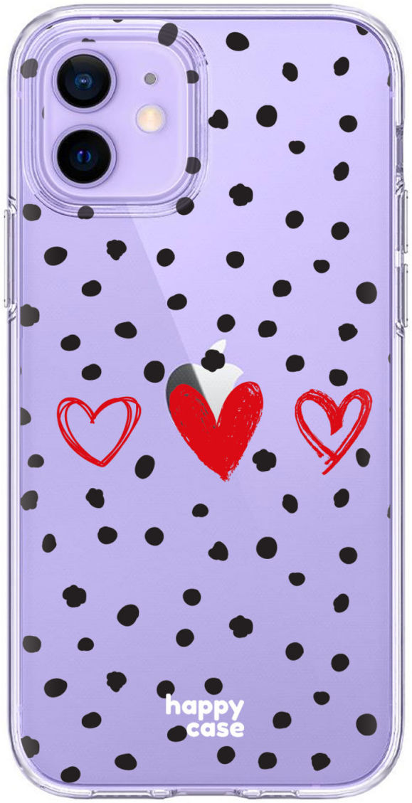 HappyCase Apple iPhone 12 Mini Hoesje Flexibel TPU Stip Hartjes Print afbeelding 1