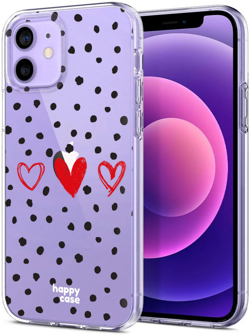 HappyCase Apple iPhone 12 Mini Hoesje Flexibel TPU Stip Hartjes Print afbeelding 2