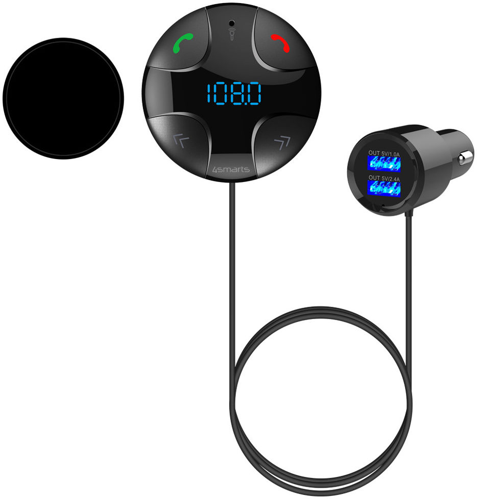 4smarts Bluetooth Audio Transmitter en Auto Lader met Hands Free Kit afbeelding 1