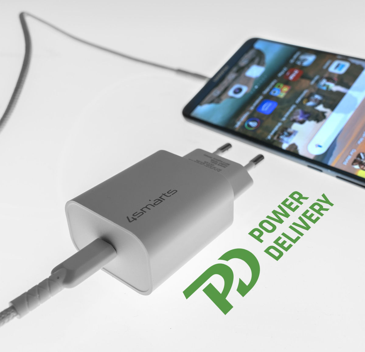 4smarts VoltPlug 20W USB-C Adapter met USB-C Kabel 1.5 Meter Wit afbeelding 4