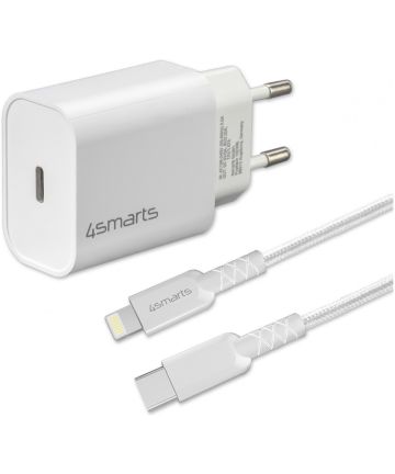 4smarts 20W Oplader iPhone 12 Serie + USB-C naar Lightning Kabel 1.5M Opladers