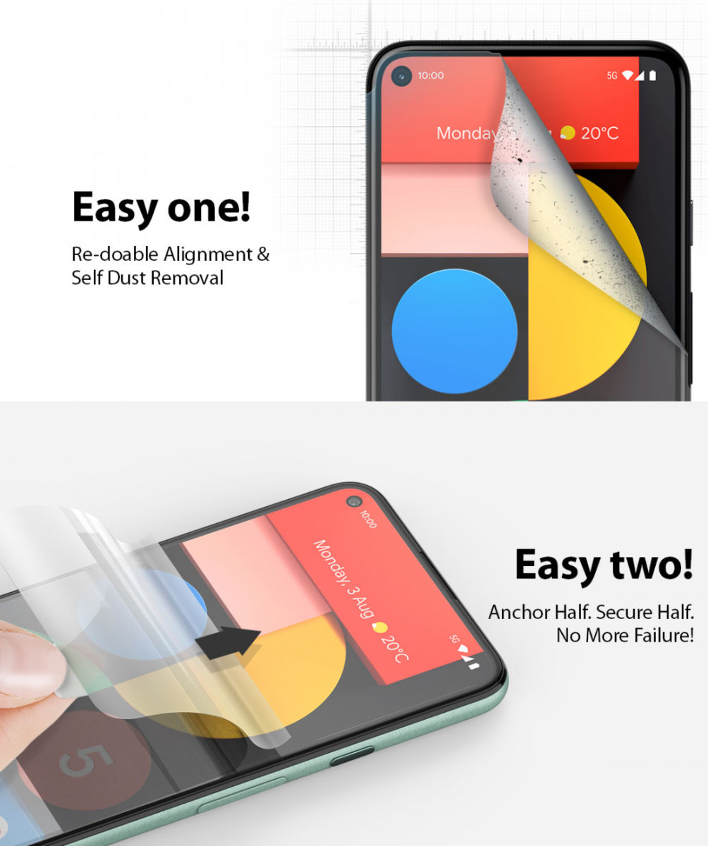 Ringke Dual Easy Wing Google Pixel 5 Screen Protector (Duo Pack) afbeelding 10