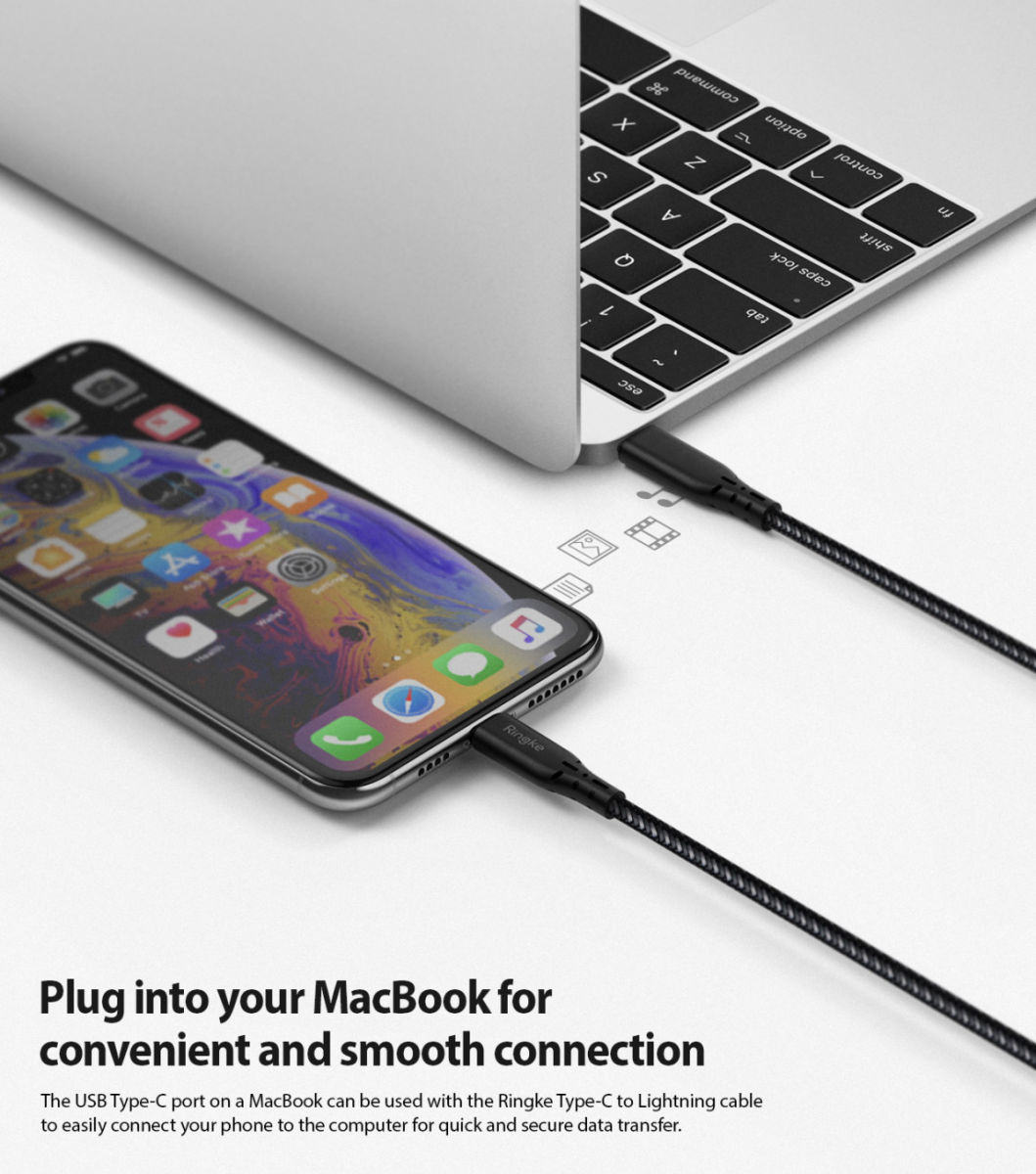 Ringke USB-C C naar Apple Lightning Kabel 1.2 Meter Zwart afbeelding 5