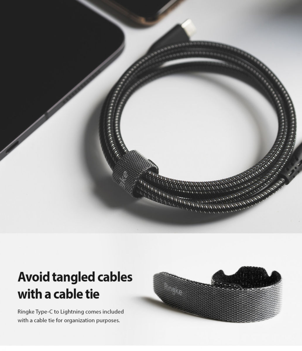 Ringke USB-C C naar Apple Lightning Kabel 1.2 Meter Zwart afbeelding 7