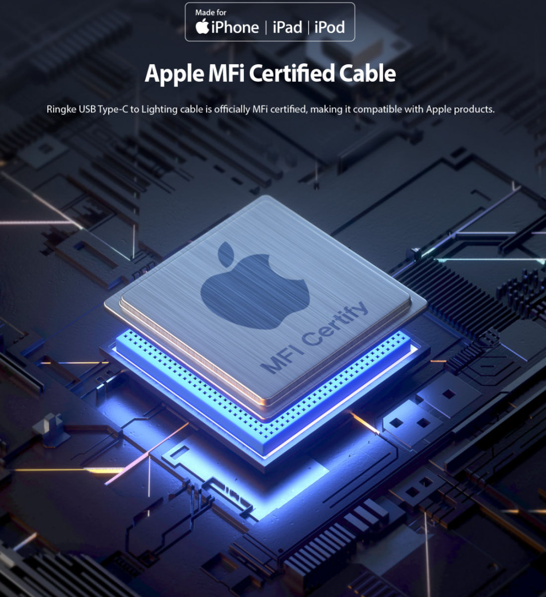 Ringke USB-C C naar Apple Lightning Kabel 1.2 Meter Zwart afbeelding 9