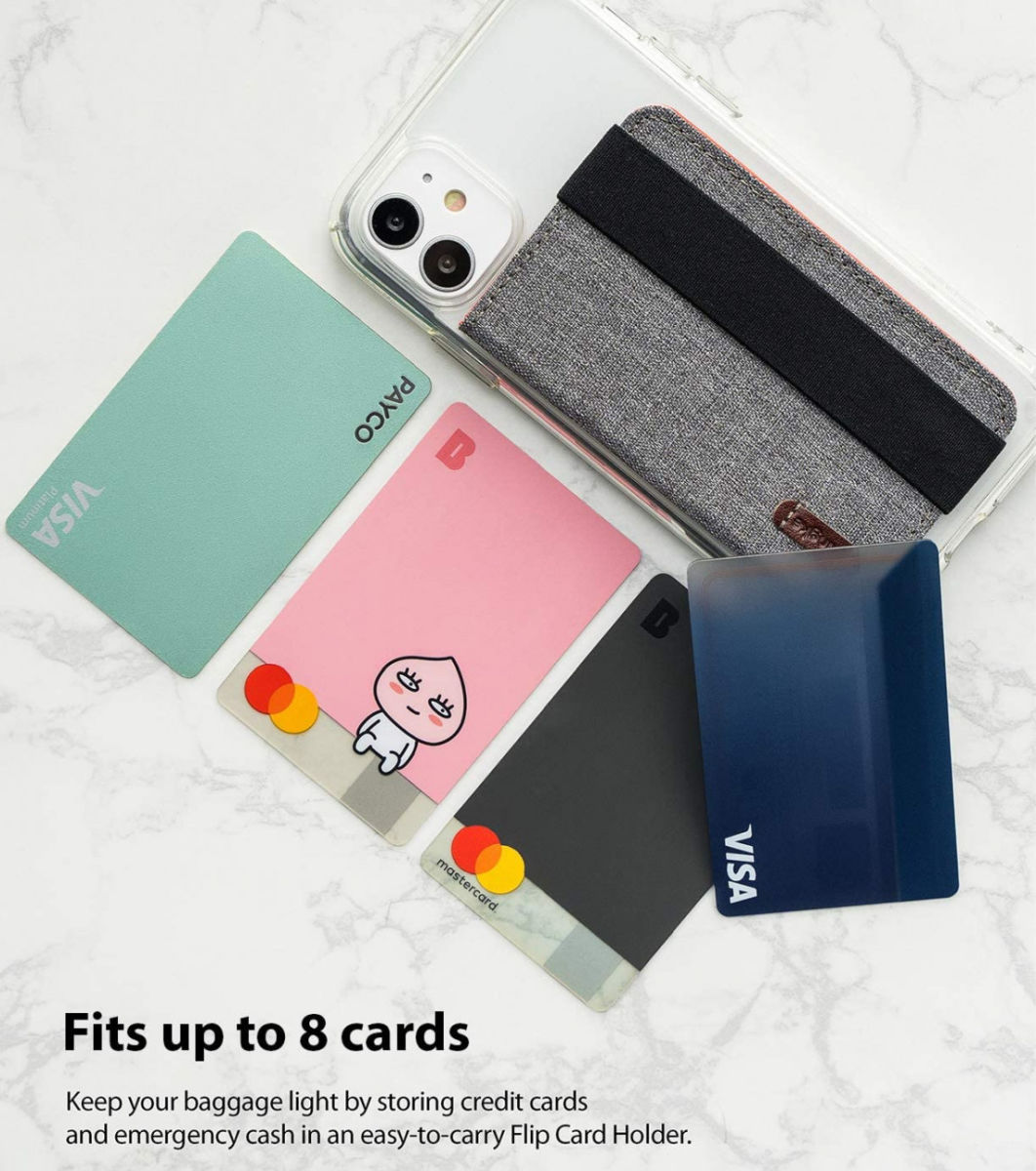 Ringke Flip Card Holder Band Voor Pasjes en Briefgeld Grijs afbeelding 3