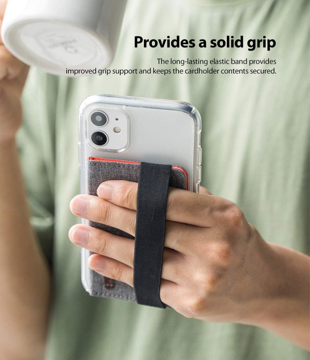 Ringke Flip Card Holder Band Voor Pasjes en Briefgeld Grijs afbeelding 4