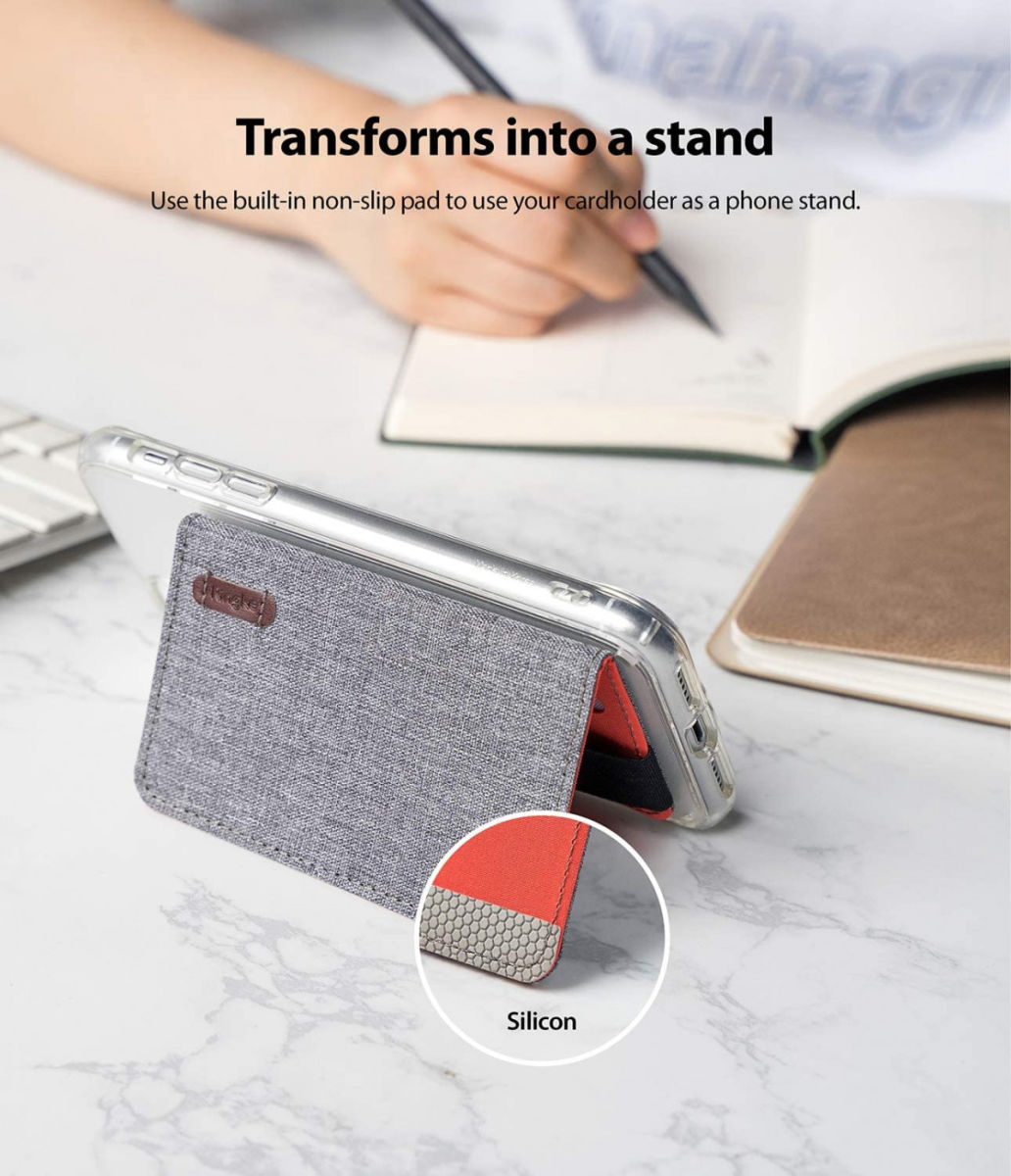 Ringke Flip Card Holder Band Voor Pasjes en Briefgeld Grijs afbeelding 5