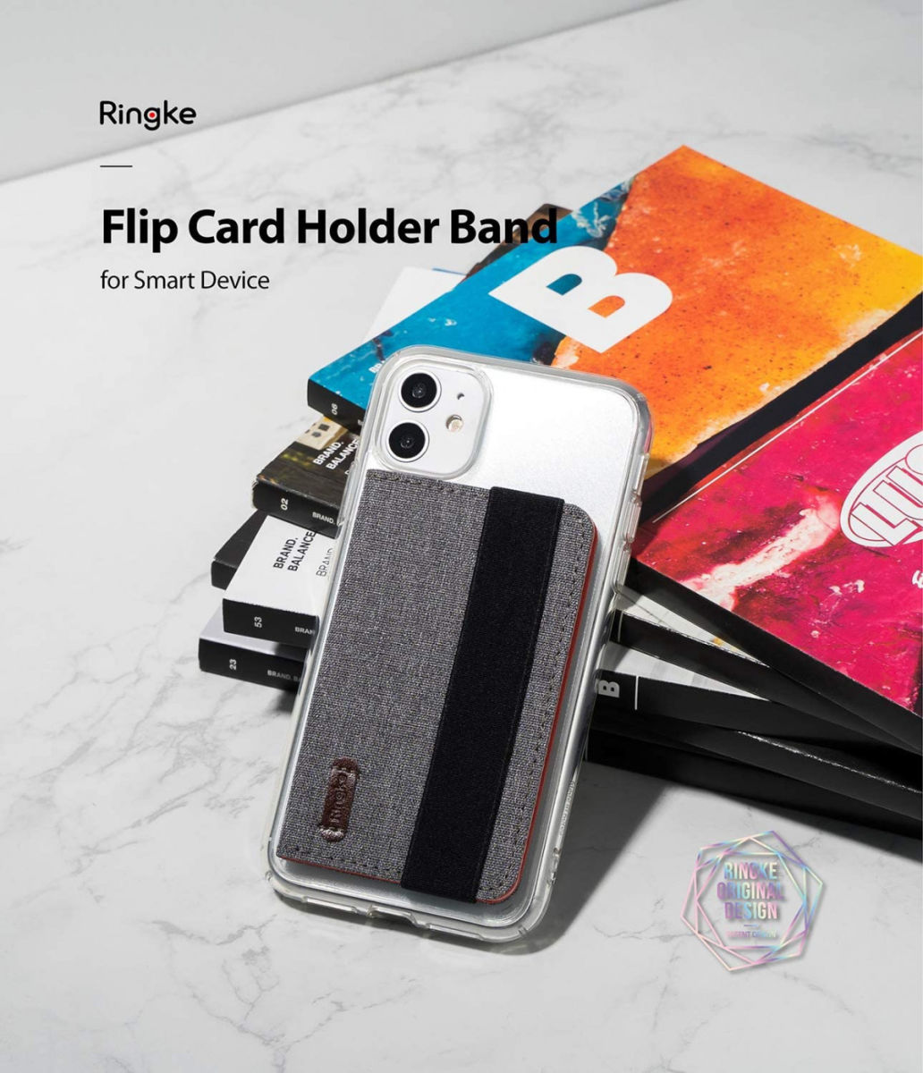 Ringke Flip Card Holder Band Voor Pasjes en Briefgeld Grijs afbeelding 6