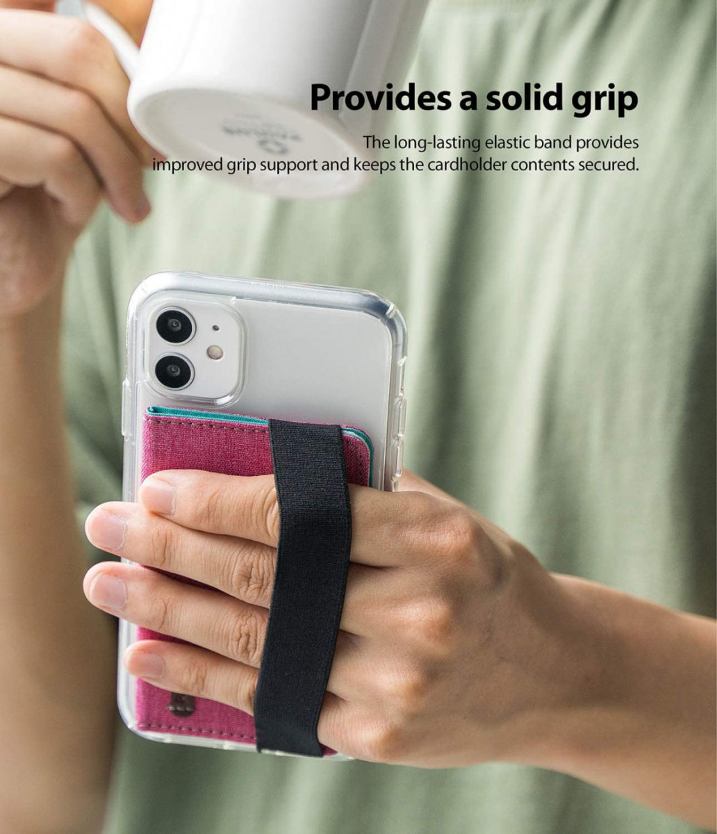 Ringke Flip Card Holder Band Voor Pasjes en Briefgeld Roze afbeelding 3