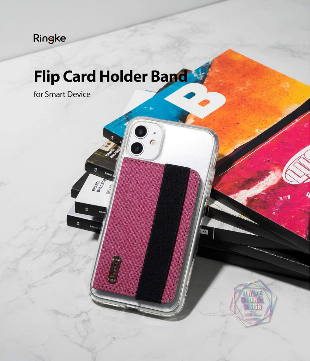 Ringke Flip Card Holder Band Voor Pasjes en Briefgeld Roze afbeelding 2