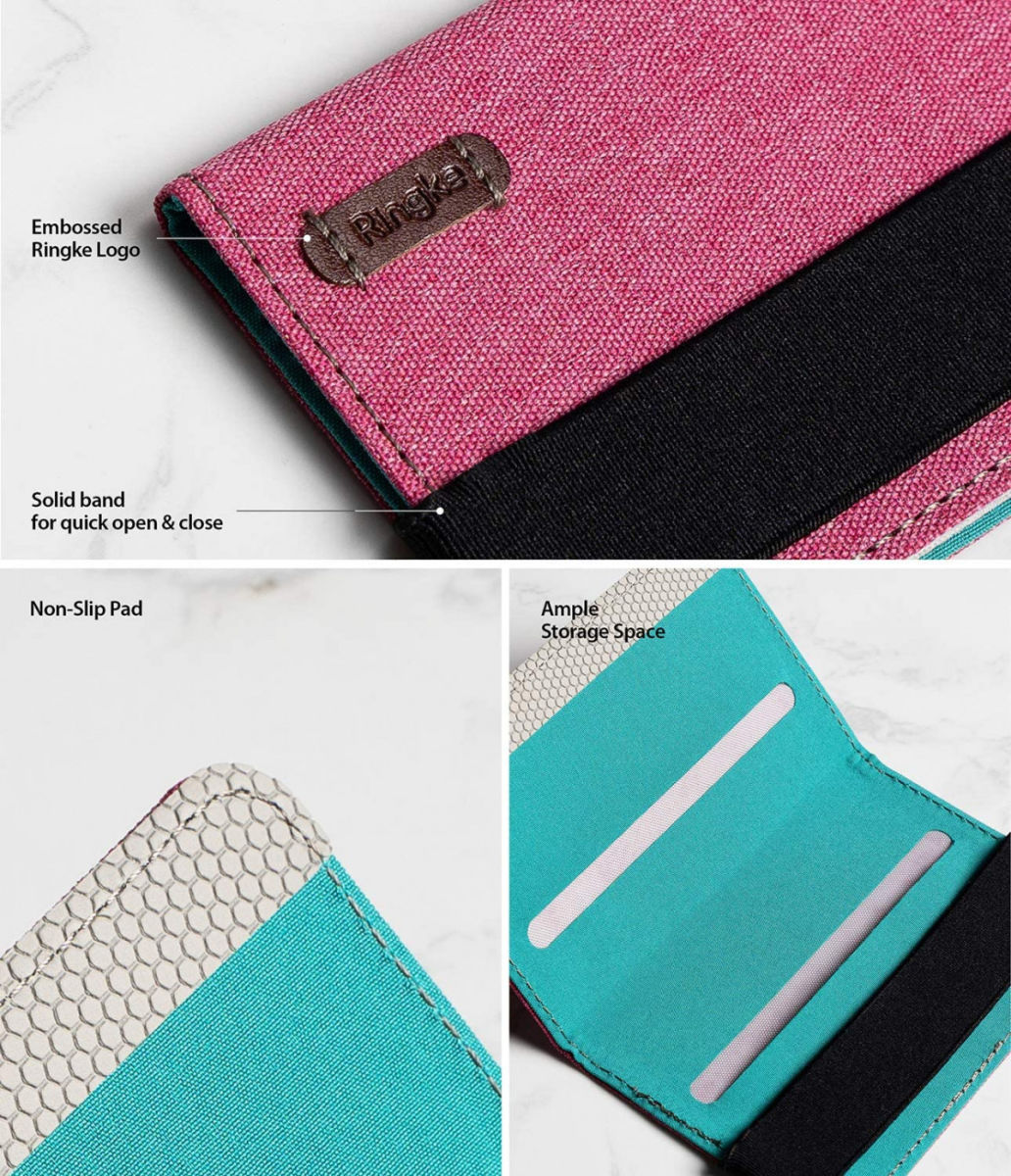 Ringke Flip Card Holder Band Voor Pasjes en Briefgeld Roze afbeelding 5