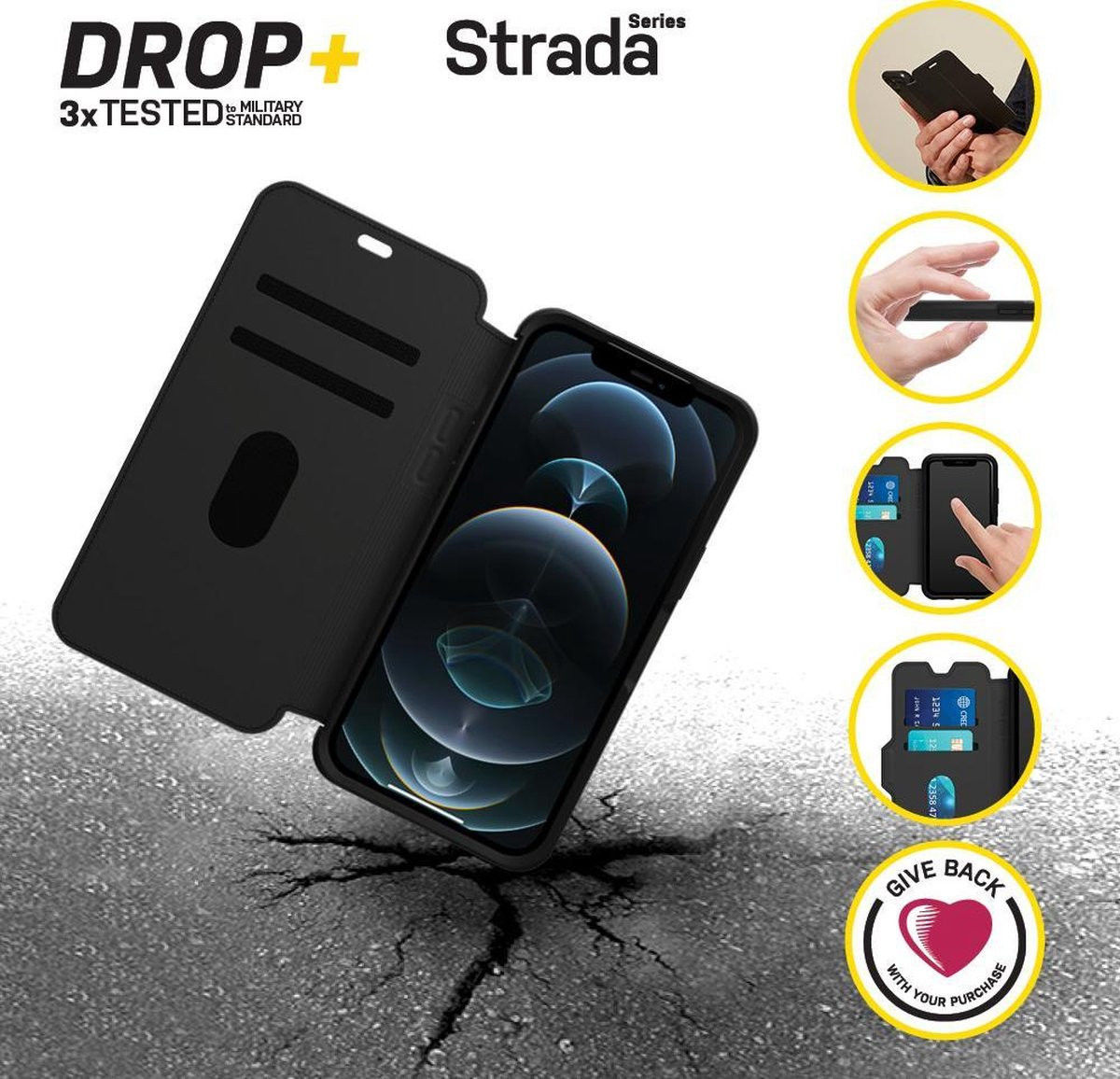 OtterBox Strada Apple iPhone 12 Pro Max Hoesje Book Case Black afbeelding 4