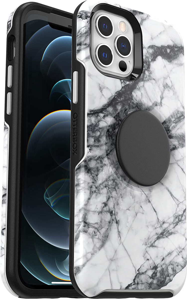Otter + Pop Symmetry Series iPhone 12/12 Pro Hoesje Wit Marmer afbeelding 1