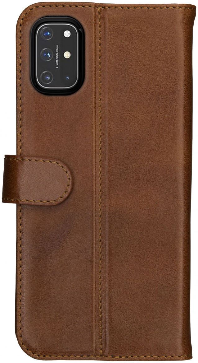 Rosso Deluxe OnePlus 8T Hoesje Echt Leer Book Case Bruin afbeelding 2