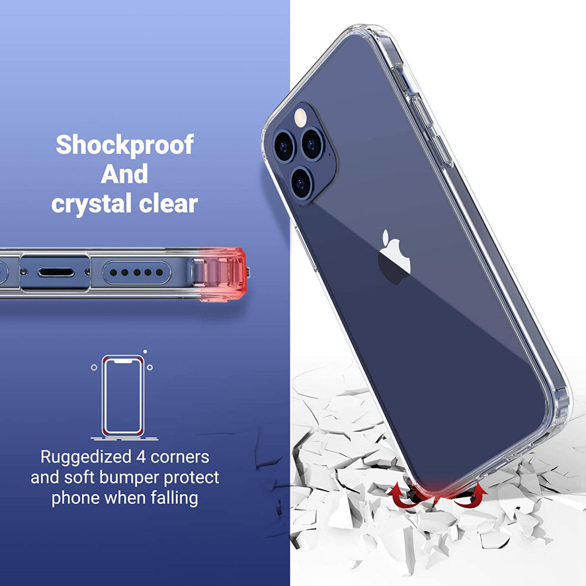 Apple iPhone 12 Pro Hoesje Armor Back Cover Transparant afbeelding 5