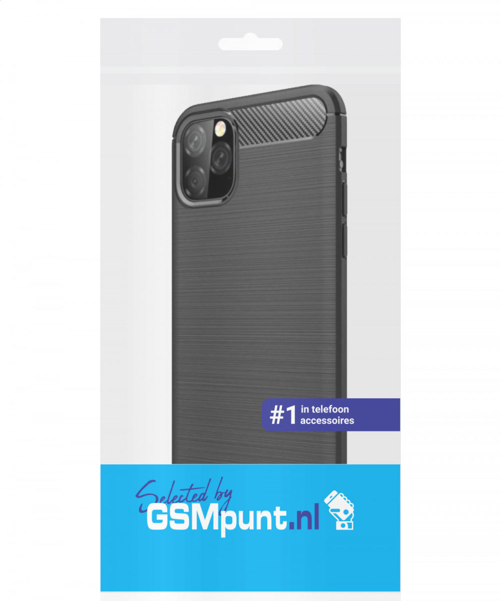 Apple iPhone 12 Pro Hoesje Geborsteld TPU Flexibele Back Cover Zwart afbeelding 2