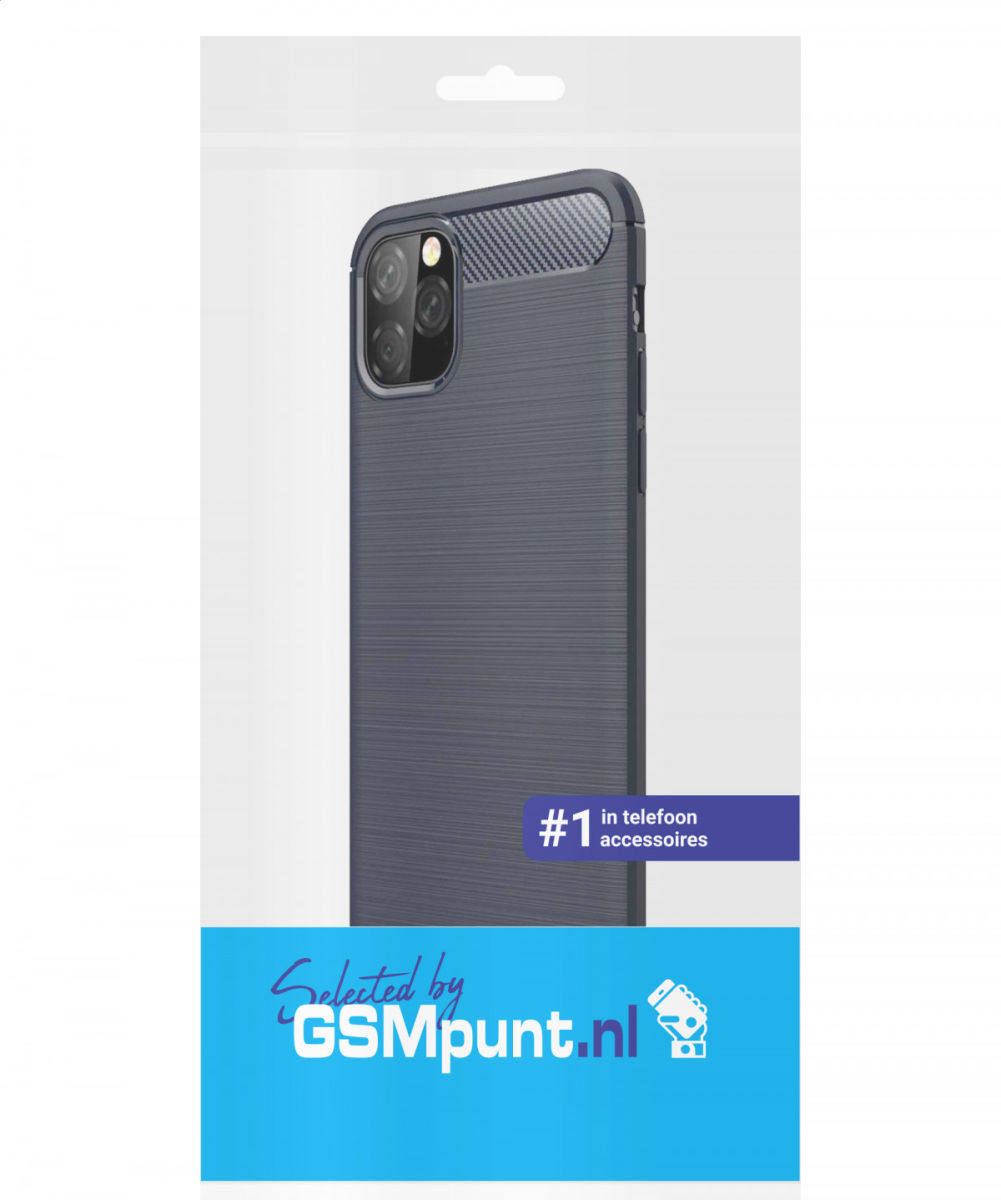 Apple iPhone 12 Pro Hoesje Geborsteld TPU Flexibele Back Cover Blauw afbeelding 2