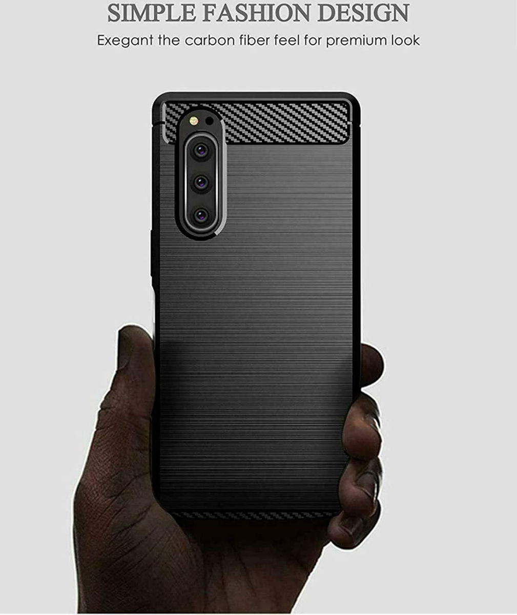 Sony Xperia 5 II Hoesje Geborsteld TPU Flexibele Back Cover Zwart afbeelding 5