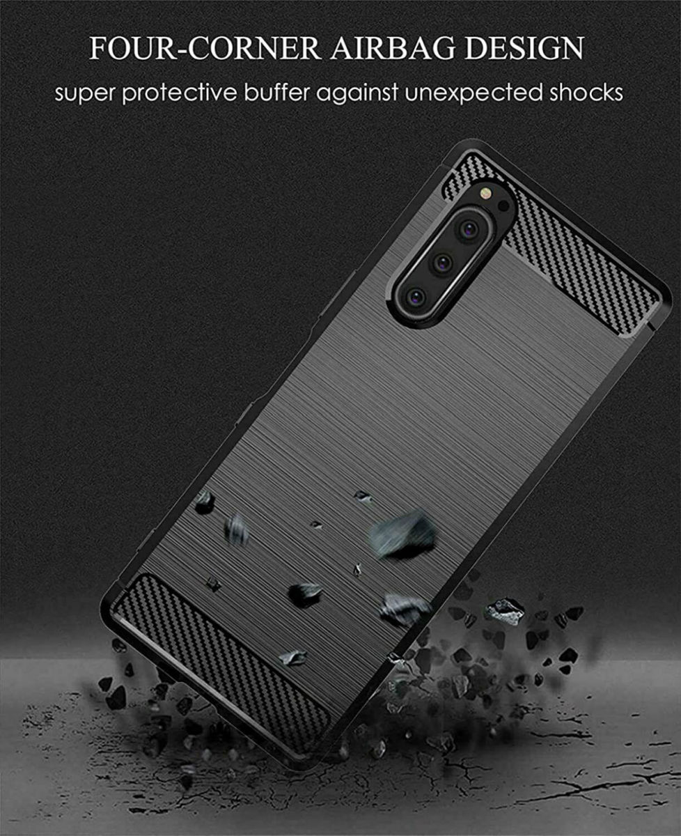 Sony Xperia 5 II Hoesje Geborsteld TPU Flexibele Back Cover Zwart afbeelding 6