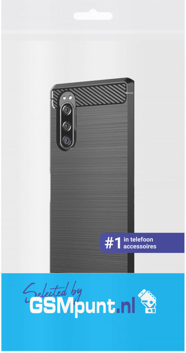 Sony Xperia 5 II Hoesje Geborsteld TPU Flexibele Back Cover Zwart afbeelding 3