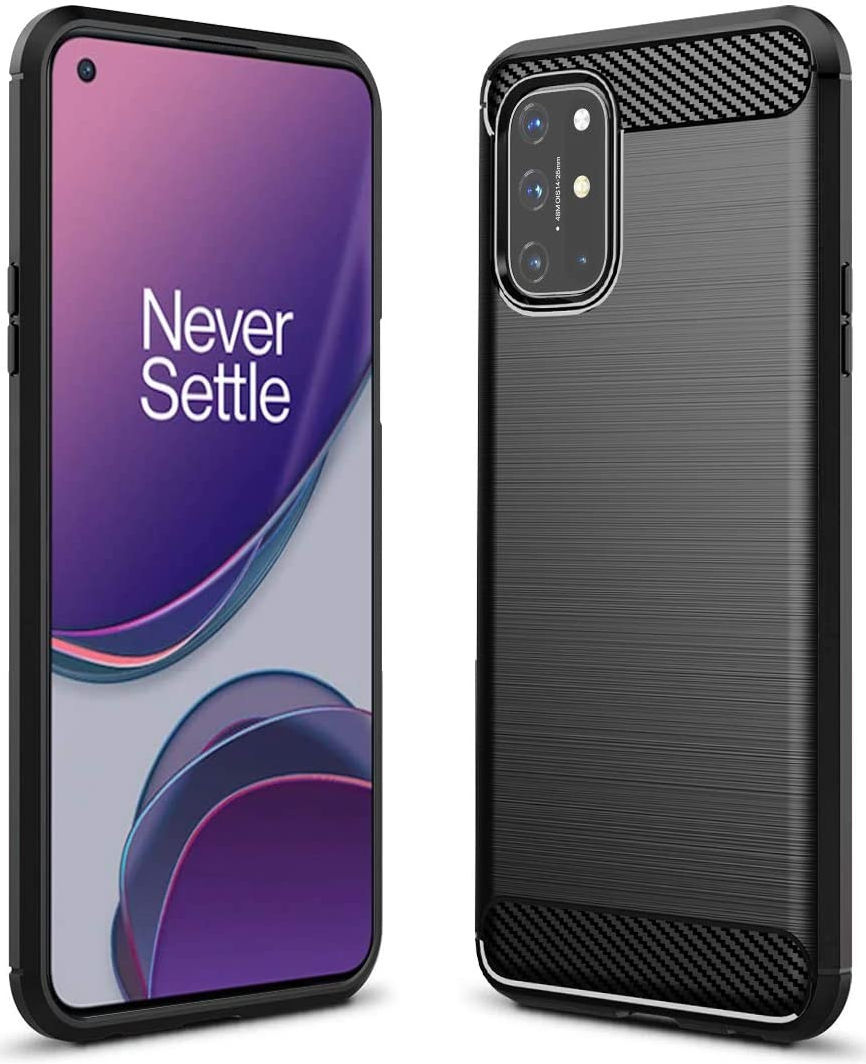 OnePlus 8T Geborsteld TPU Hoesje Zwart afbeelding 1