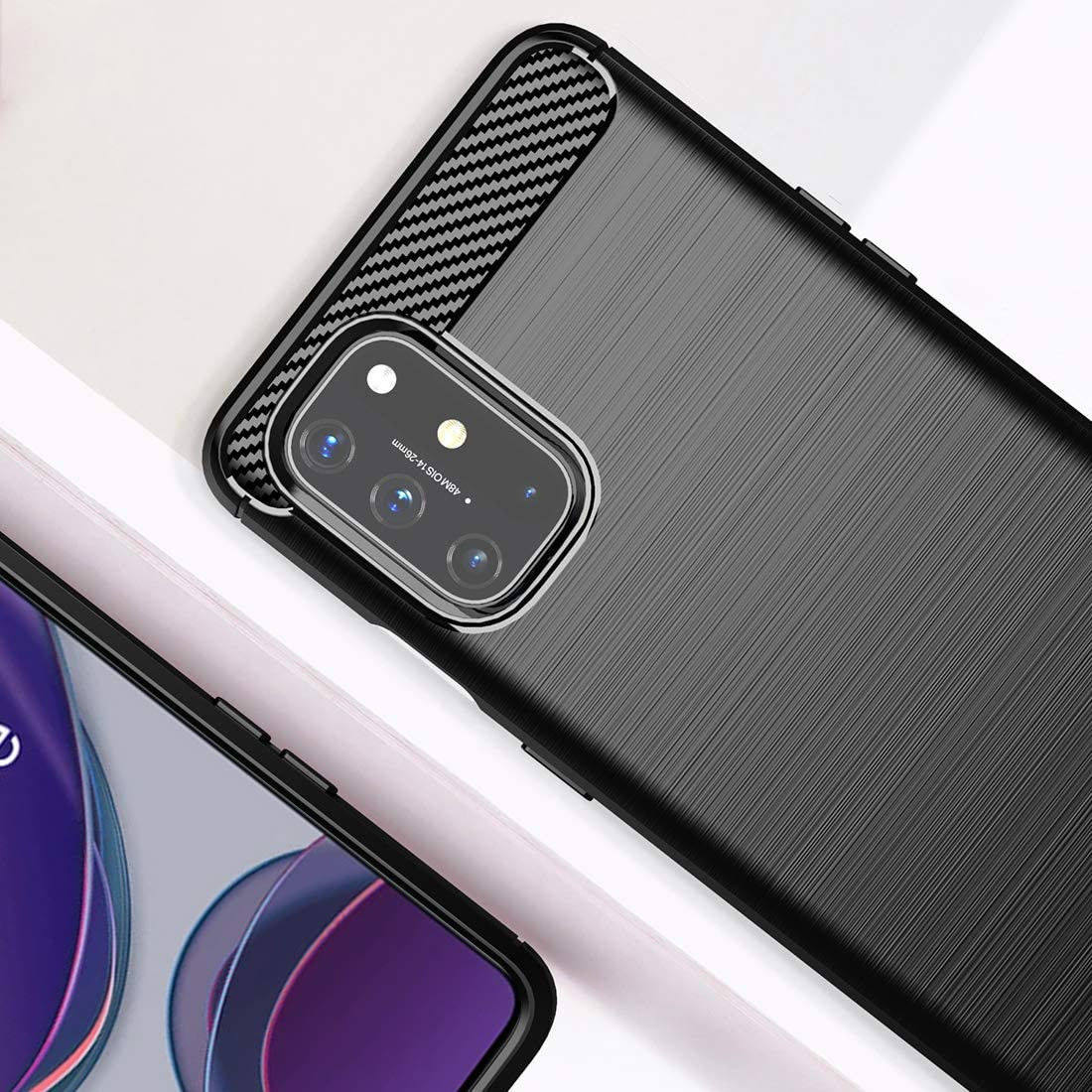 OnePlus 8T Geborsteld TPU Hoesje Zwart afbeelding 3