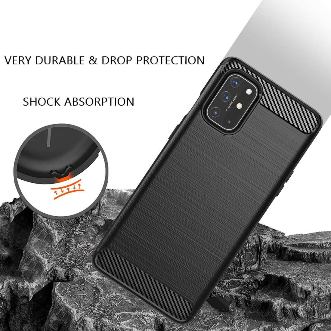 OnePlus 8T Geborsteld TPU Hoesje Zwart afbeelding 6