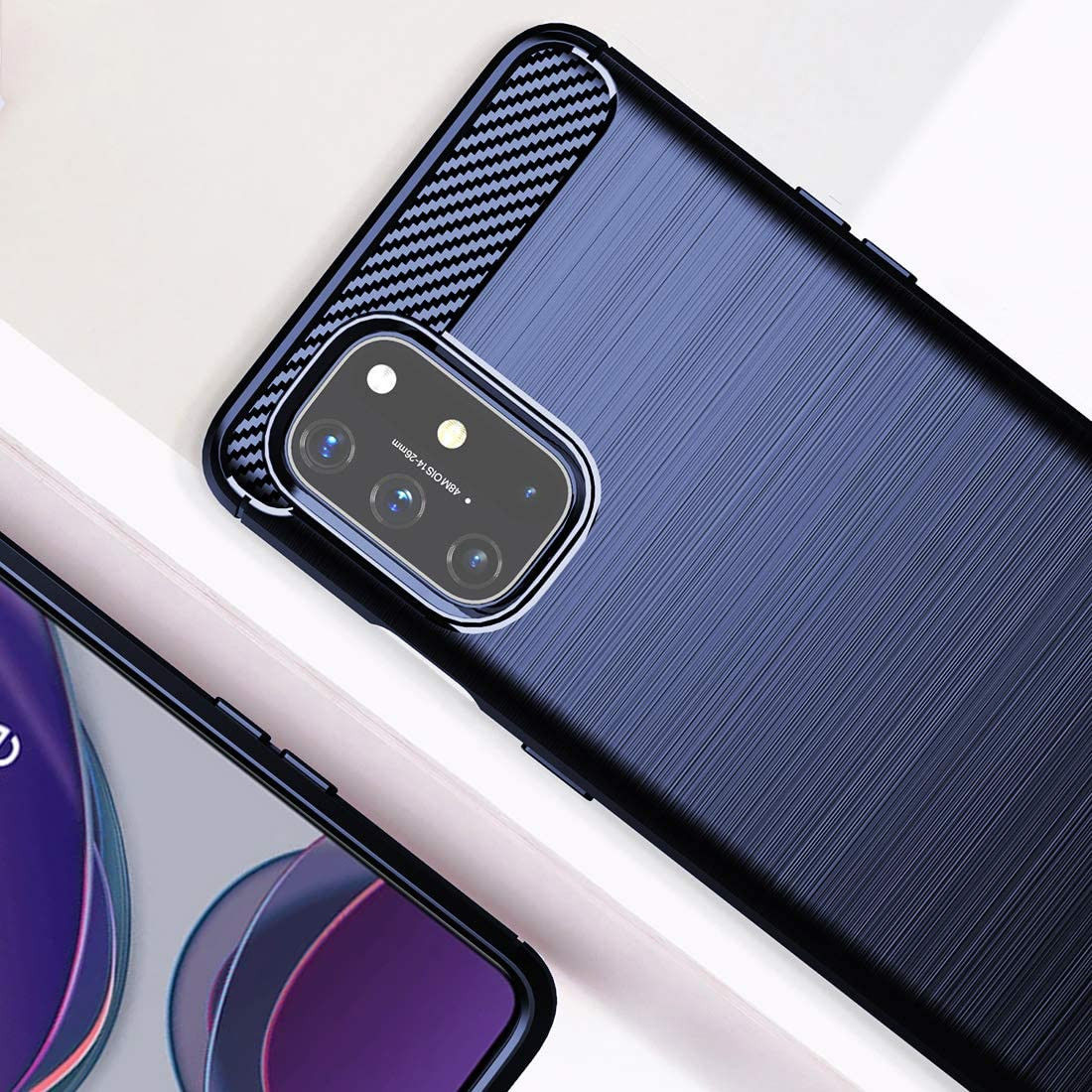 OnePlus 8T Geborsteld TPU Hoesje Blauw afbeelding 3