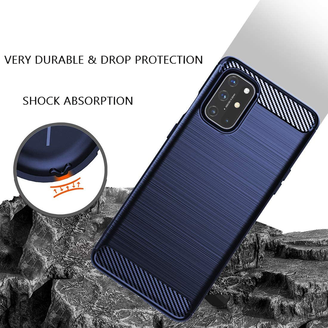 OnePlus 8T Geborsteld TPU Hoesje Blauw afbeelding 6