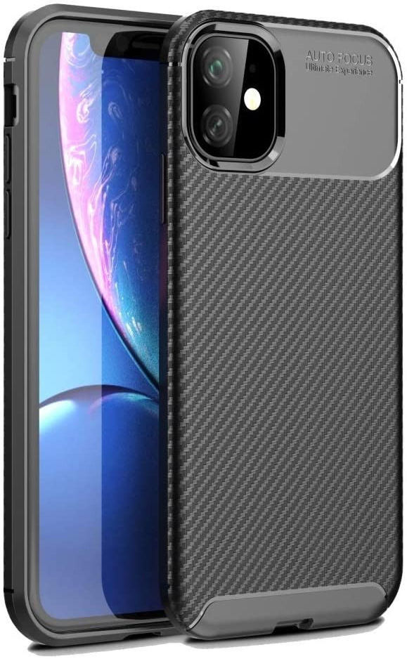 Apple iPhone 12 Pro Hoesje Siliconen Carbon Zwart afbeelding 1