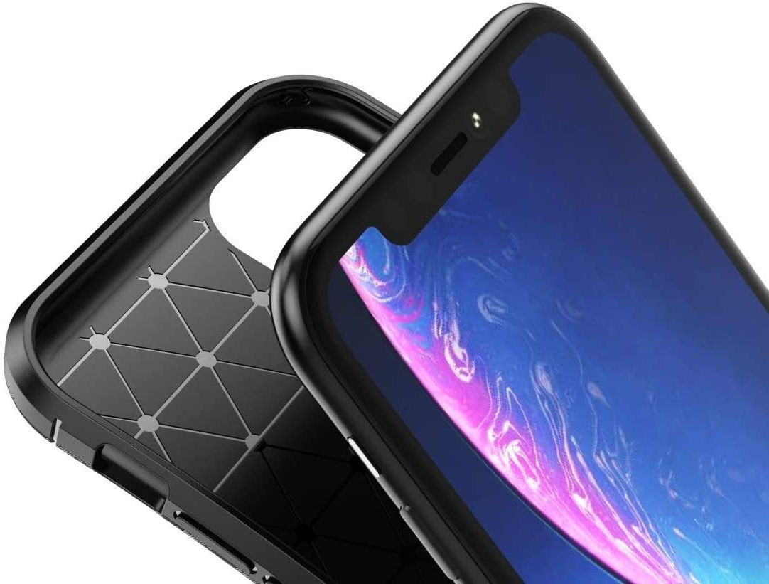 Apple iPhone 12 Pro Hoesje Siliconen Carbon Zwart afbeelding 3