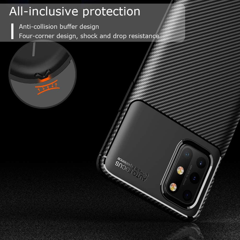 OnePlus 8T Siliconen Carbon Hoesje Zwart afbeelding 6