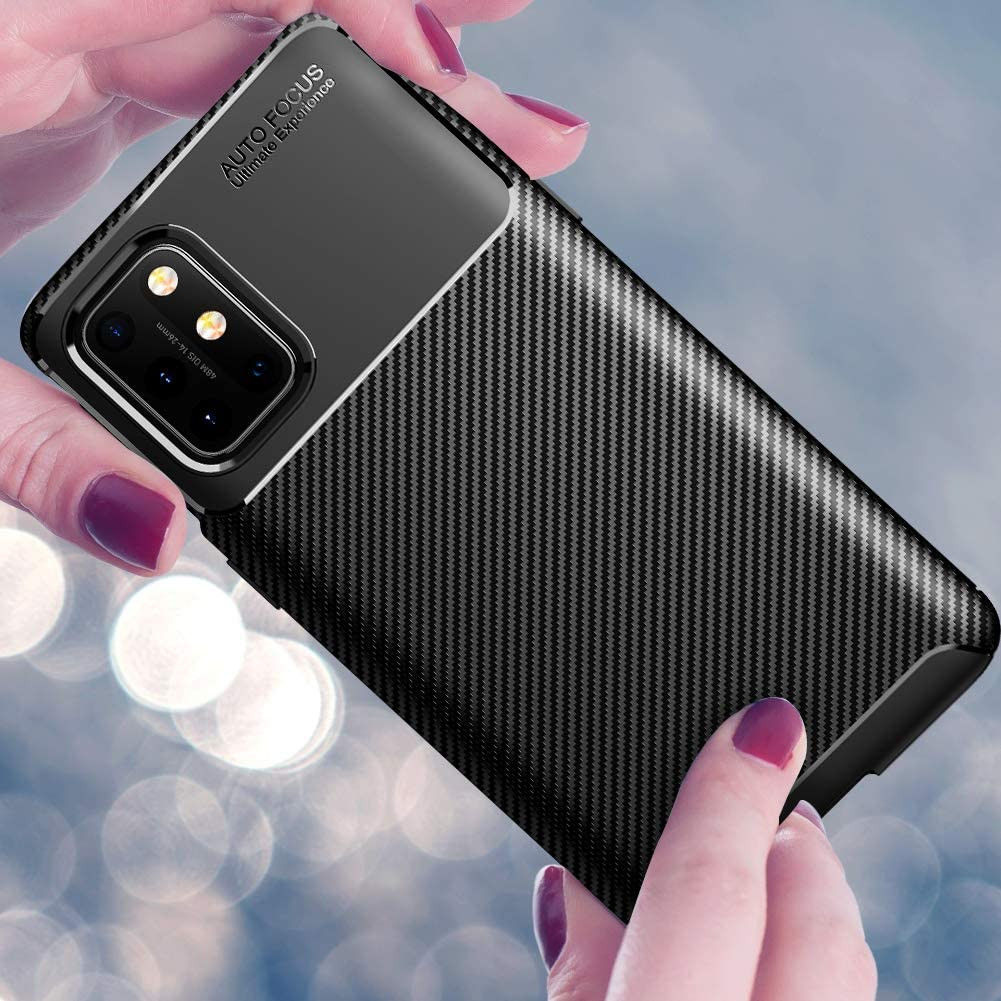 OnePlus 8T Siliconen Carbon Hoesje Zwart afbeelding 7