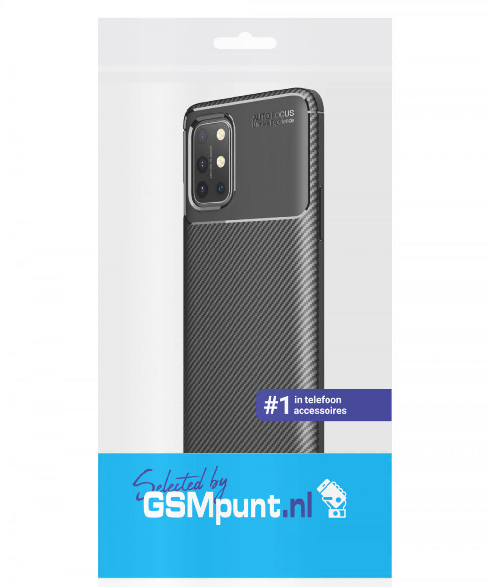 OnePlus 8T Siliconen Carbon Hoesje Zwart afbeelding 2