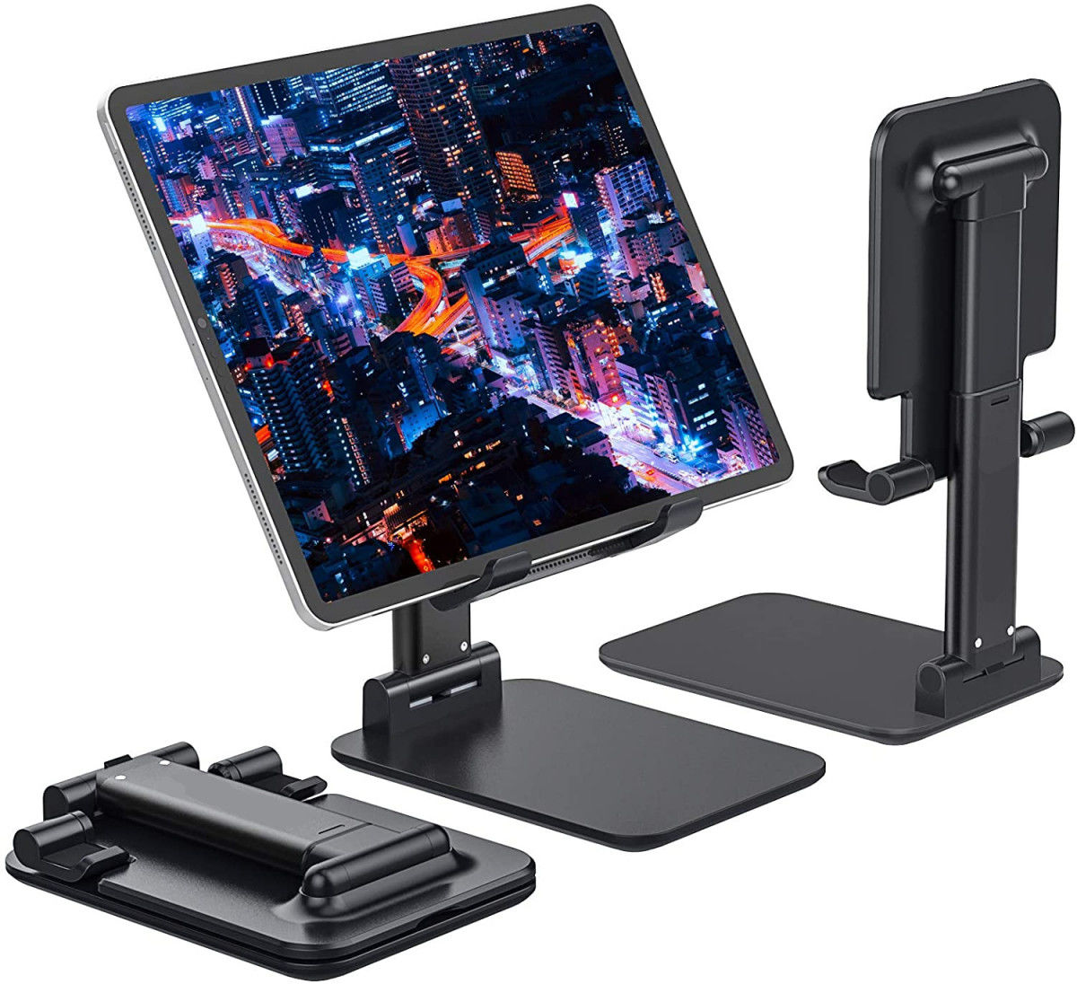 Verstelbare Aluminium iPad/Tablet Bureau Houder Opvouwbaar Zwart afbeelding 2