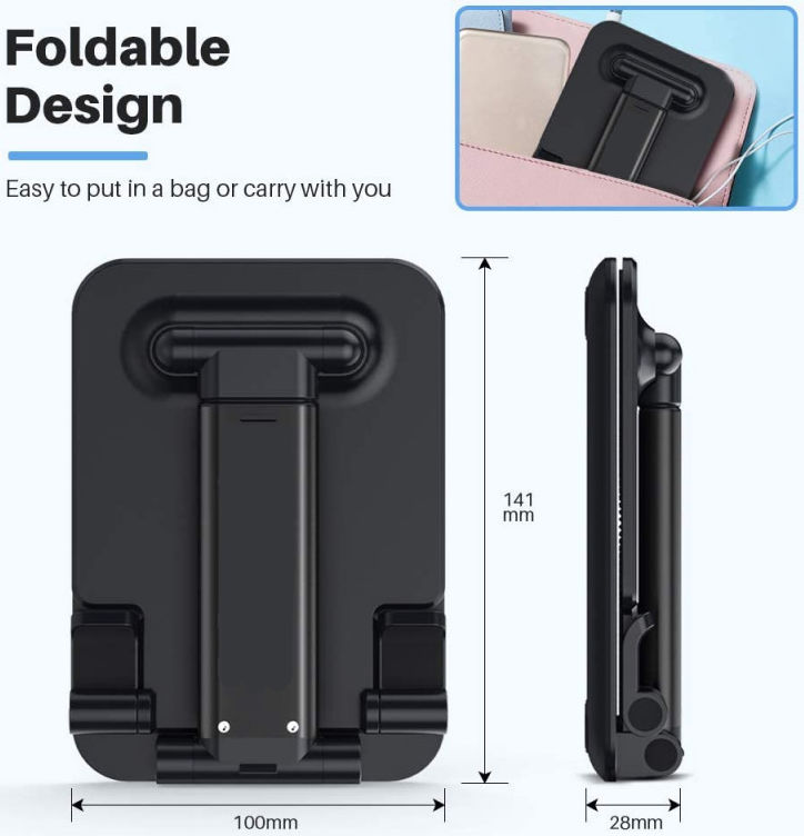 Verstelbare Aluminium iPad/Tablet Bureau Houder Opvouwbaar Zwart afbeelding 6
