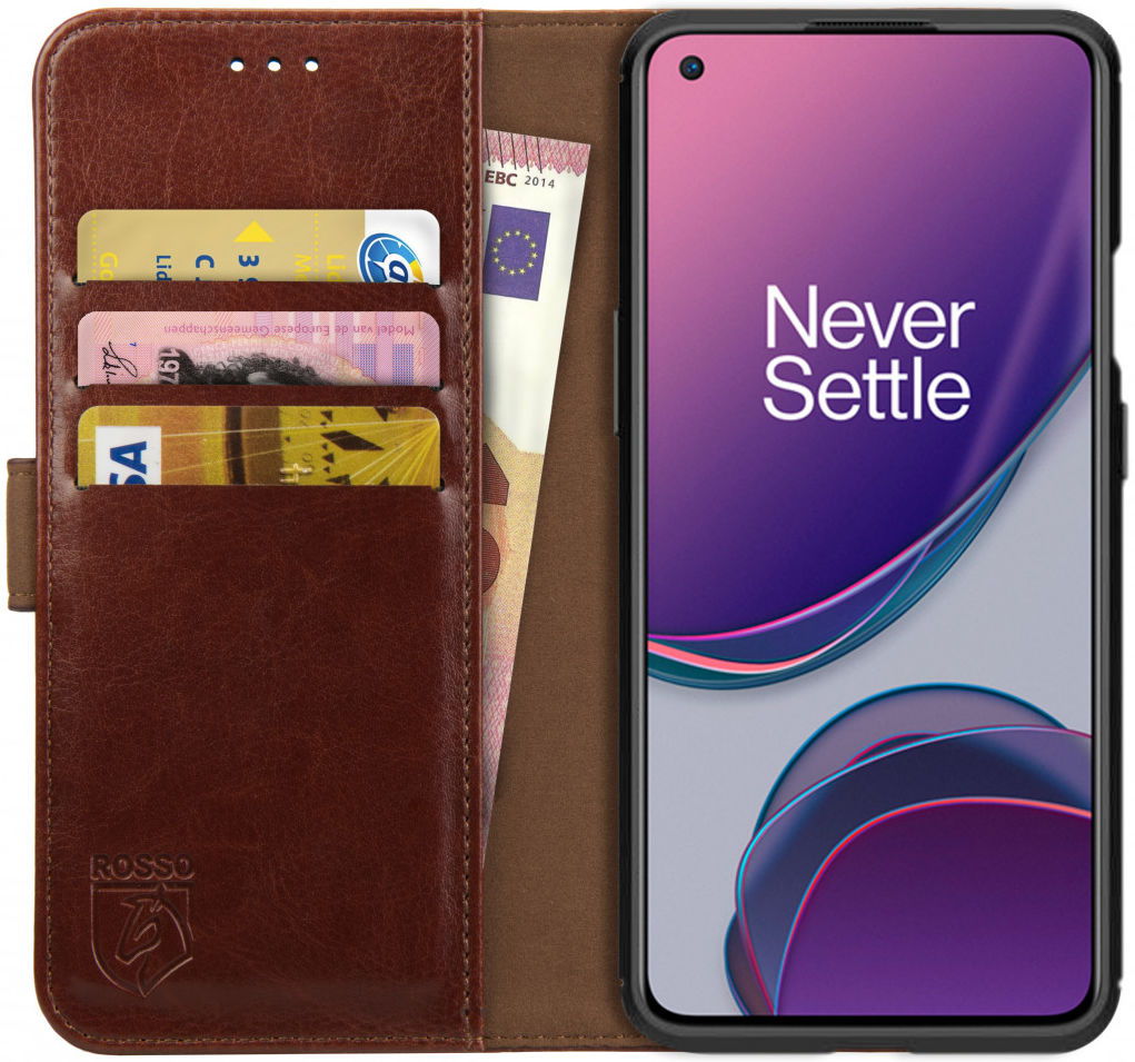 Rosso Element OnePlus 8T Hoesje Book Cover Wallet Case Bruin afbeelding 1