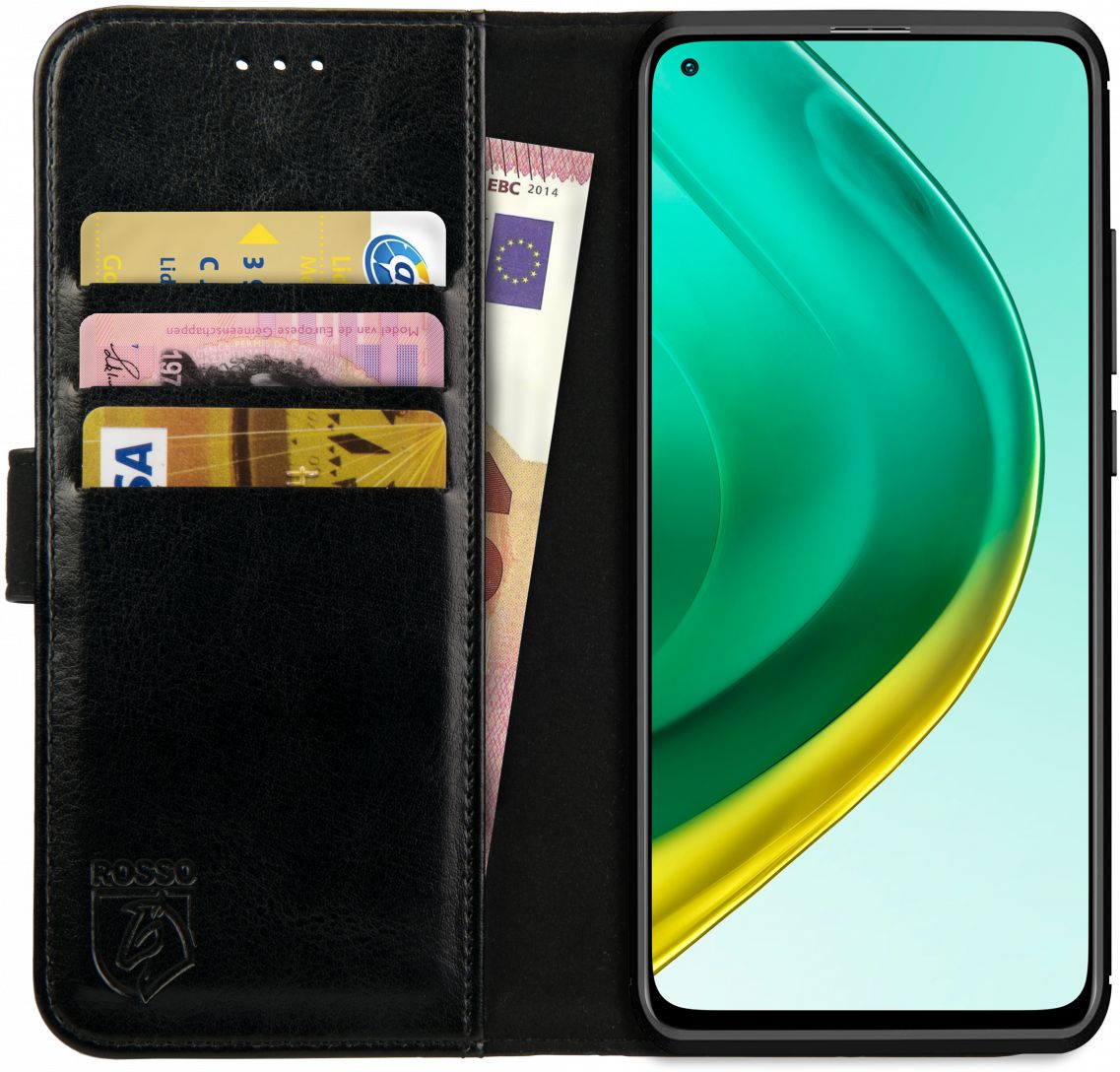 Rosso Element Xiaomi Mi 10T (Pro) Hoesje Book Cover Wallet Case Zwart afbeelding 1
