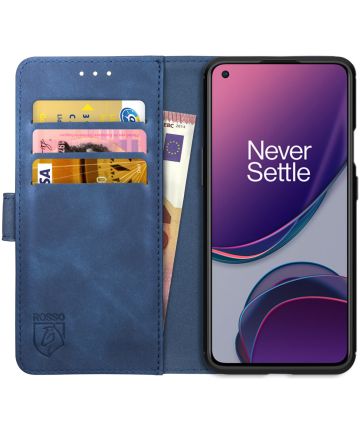 Rosso Element OnePlus 8T Hoesje Book Cover Wallet Case Blauw Hoesjes