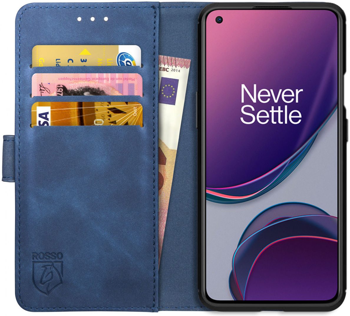 Rosso Element OnePlus 8T Hoesje Book Cover Wallet Case Blauw afbeelding 1