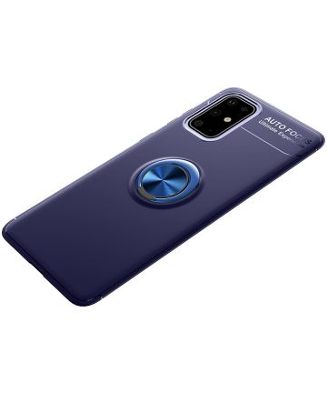 Samsung Galaxy S20 FE Hoesje Metalen Magnetische Ring Kickstand Blauw Hoesjes