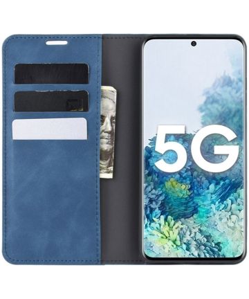 Samsung Galaxy S20 FE Hoesje Wallet Book Case Kunstleer Blauw Hoesjes