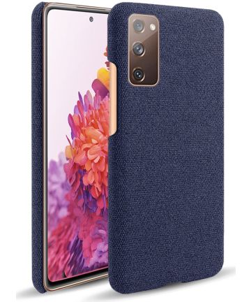 Samsung Galaxy S20 FE Hoesje Back Cover Stof Textuur Blauw Hoesjes